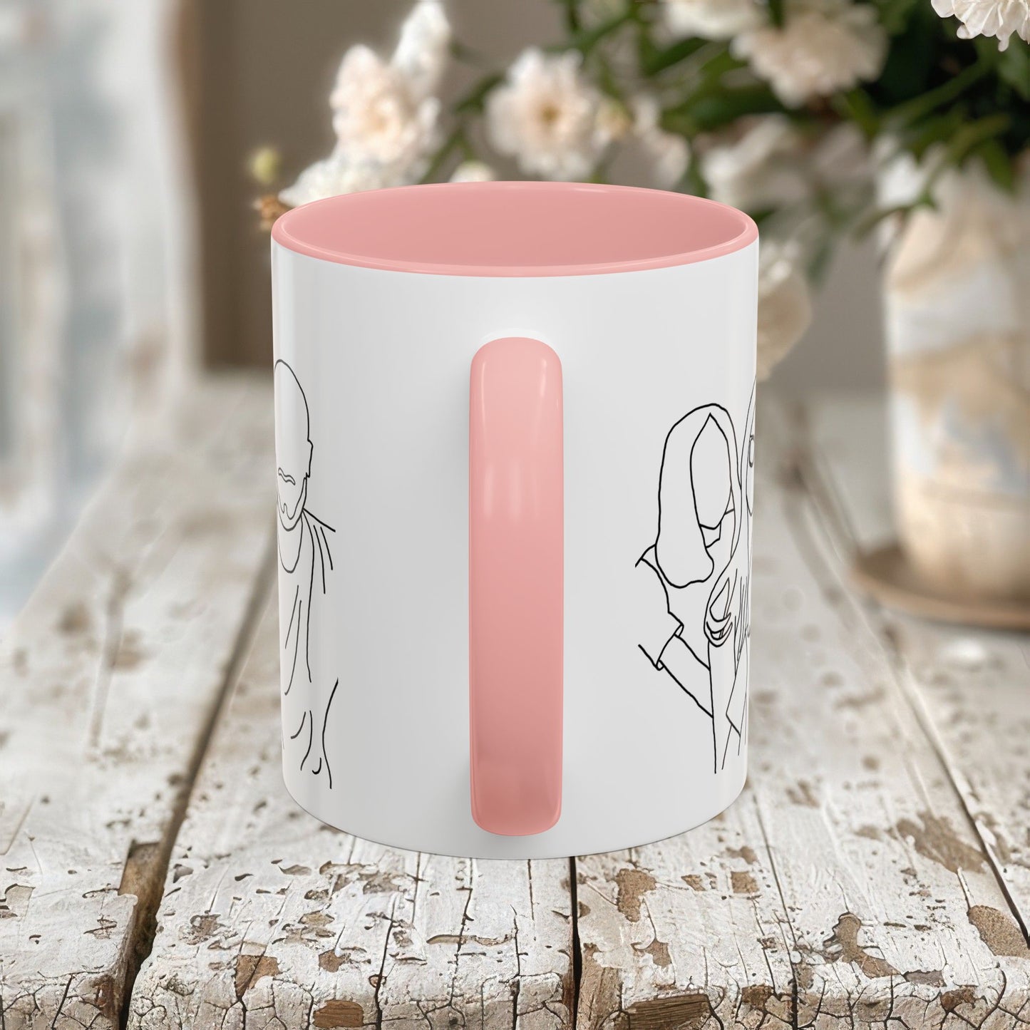 Personalized Family Portrait Mug, Custom Hand-Drawn Outline from Your Photo