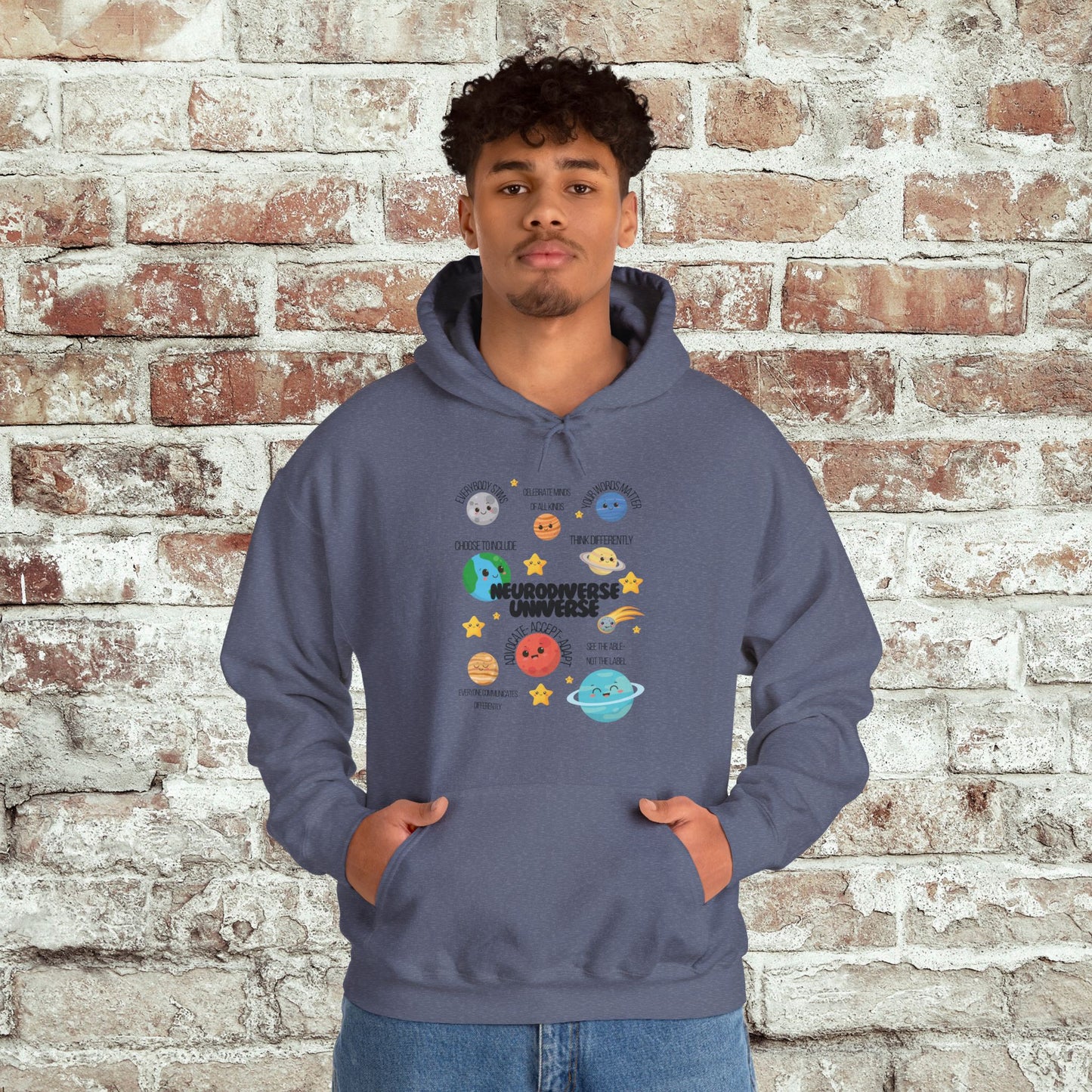 Neurodiverse Universe Unisex Hoodie, Inclusive Sweatshirt, Gift for Neurodiversity Awareness, Choose To Include, Teacher Parent Mom Dad Kid