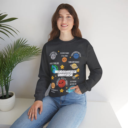 Neurodiverse Universe Crewneck Sweatshirt, Autism Acceptance Shirt, Mental Health Awareness, Choose to Include Tee Gift For Him or Her
