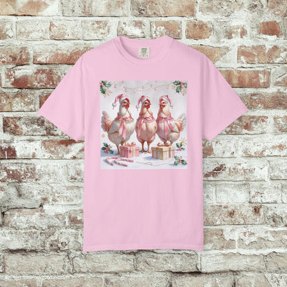 Christmas Chickens Coquette Pink Comfort Colors Shirt