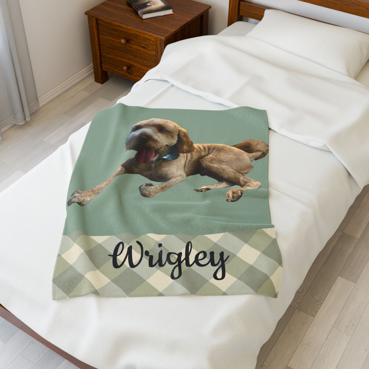 Custom Pet Blanket, Personalized Dog Name Throw Gift for Pet Lovers Dog Mom Dad Cozy Soft Photo Customizable Pet Portrait