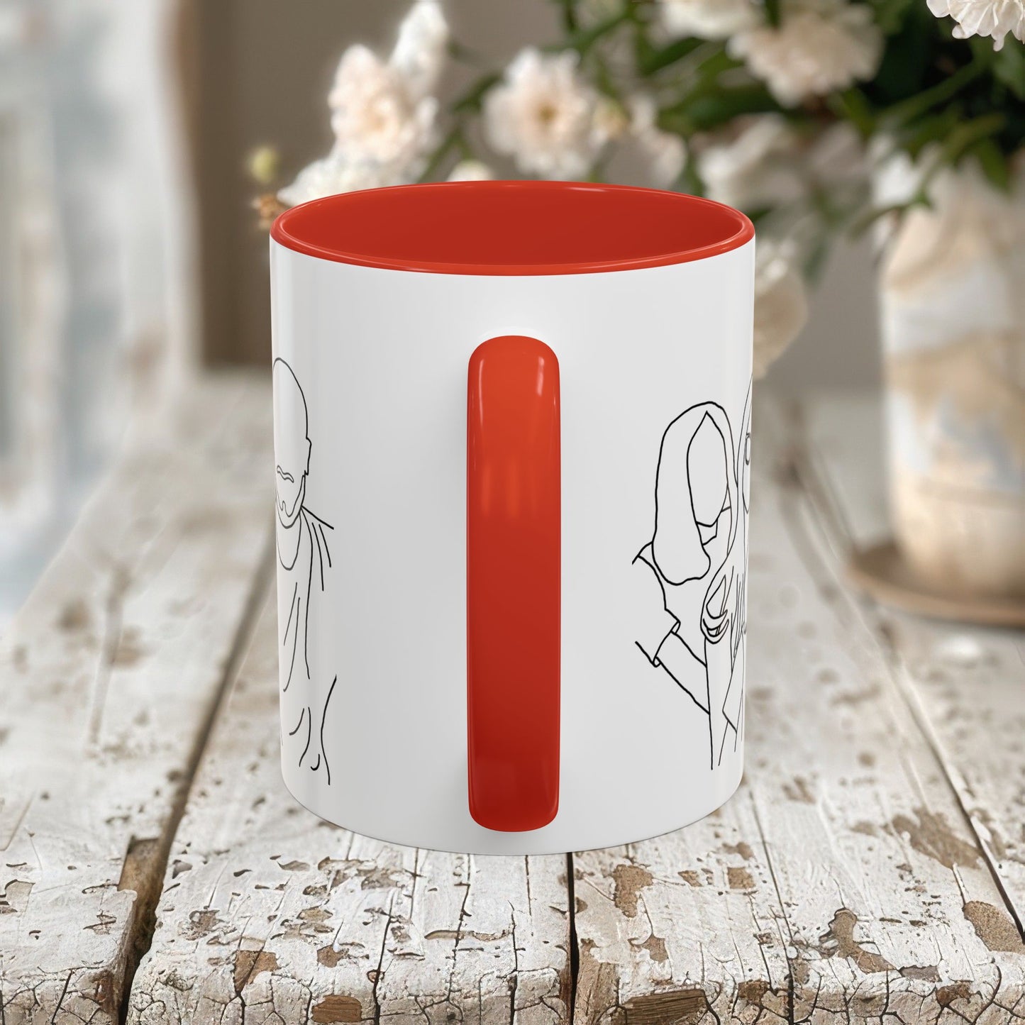 Personalized Family Portrait Mug, Custom Hand-Drawn Outline from Your Photo