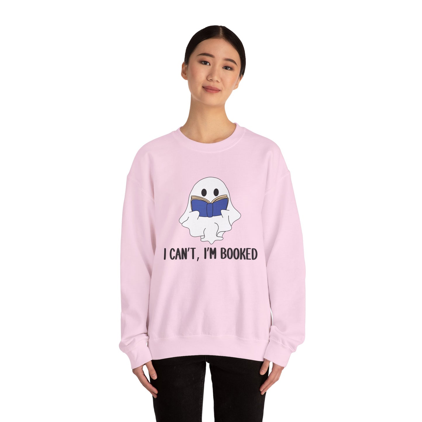 I Can't, I'm Booked, Ghost Crewneck Sweatshirt