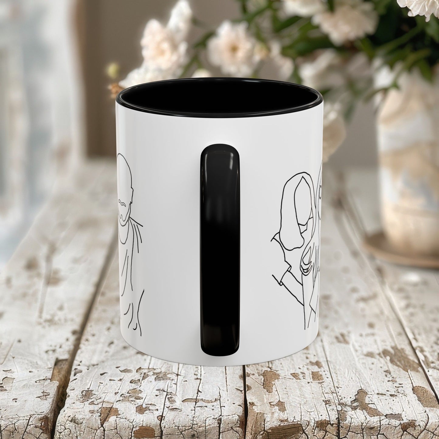 Personalized Family Portrait Mug, Custom Hand-Drawn Outline from Your Photo