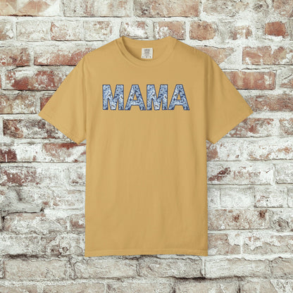 MAMA Blue Floral Comfort Colors T-Shirt