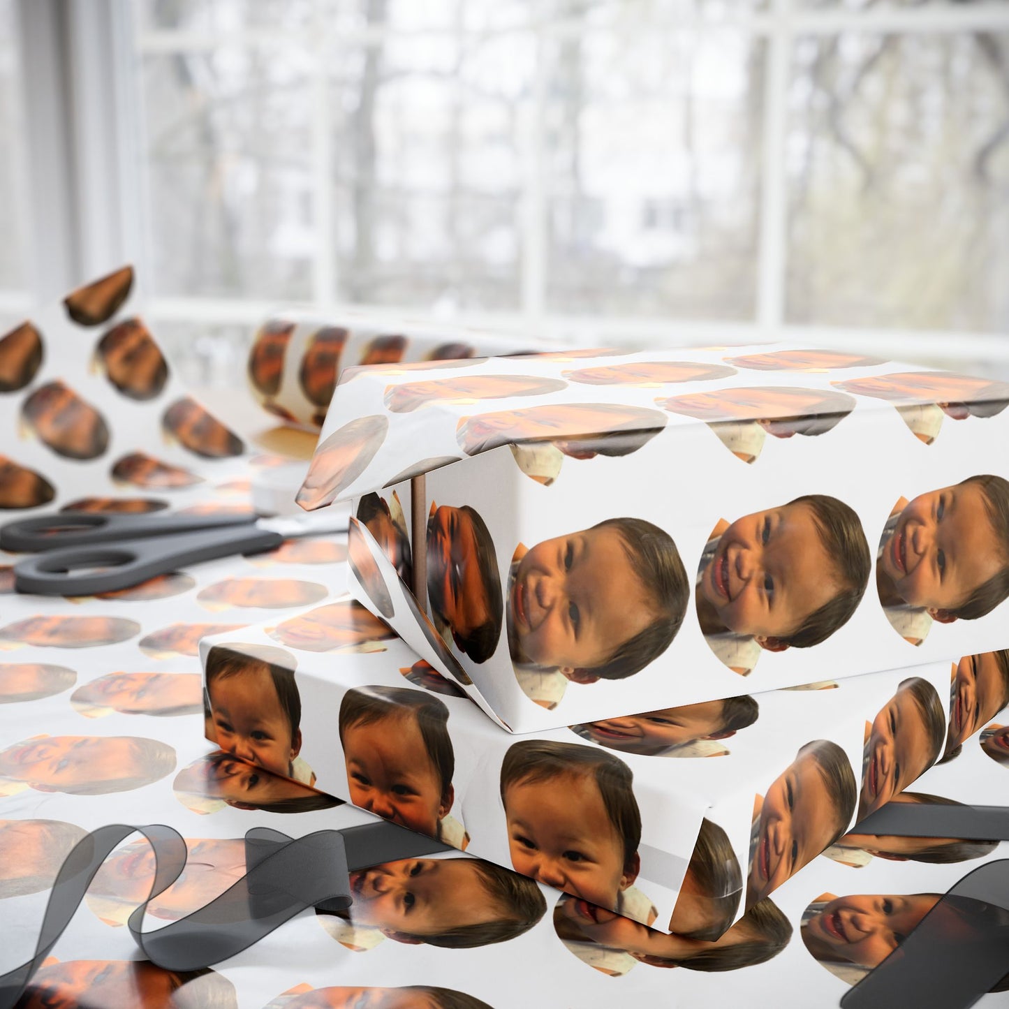Custom Photo Wrapping Paper with Your Baby Dog Friend or Family
