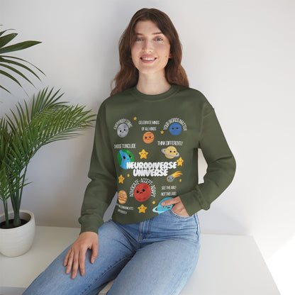 Neurodiverse Universe Crewneck Sweatshirt, Autism Acceptance Shirt, Mental Health Awareness, Choose to Include Tee Gift For Him or Her