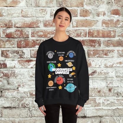 Neurodiverse Universe Crewneck Sweatshirt, Autism Acceptance Shirt, Mental Health Awareness, Choose to Include Tee Gift For Him or Her