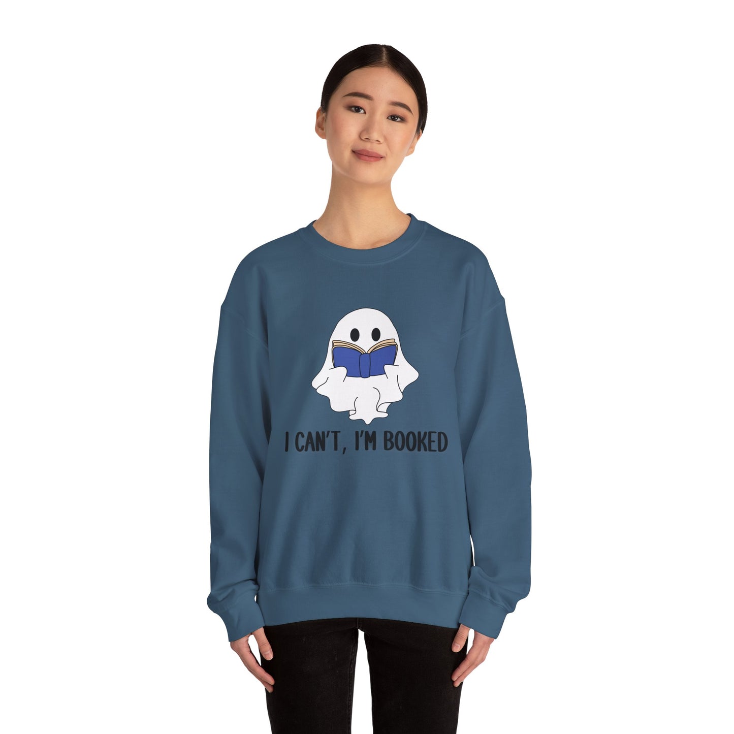 I Can't, I'm Booked, Ghost Crewneck Sweatshirt