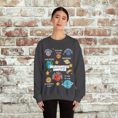 Neurodiverse Universe Crewneck Sweatshirt, Autism Acceptance Shirt, Mental Health Awareness, Choose to Include Tee Gift For Him or Her