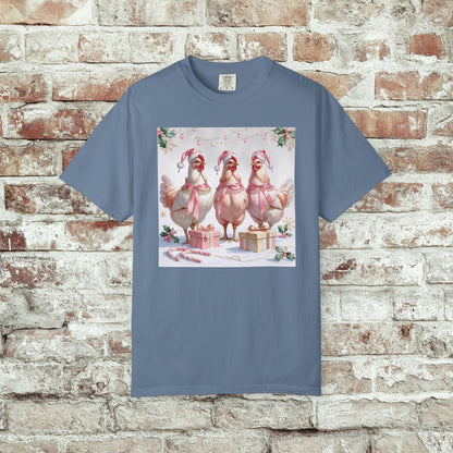 Christmas Chickens Coquette Pink Comfort Colors Shirt