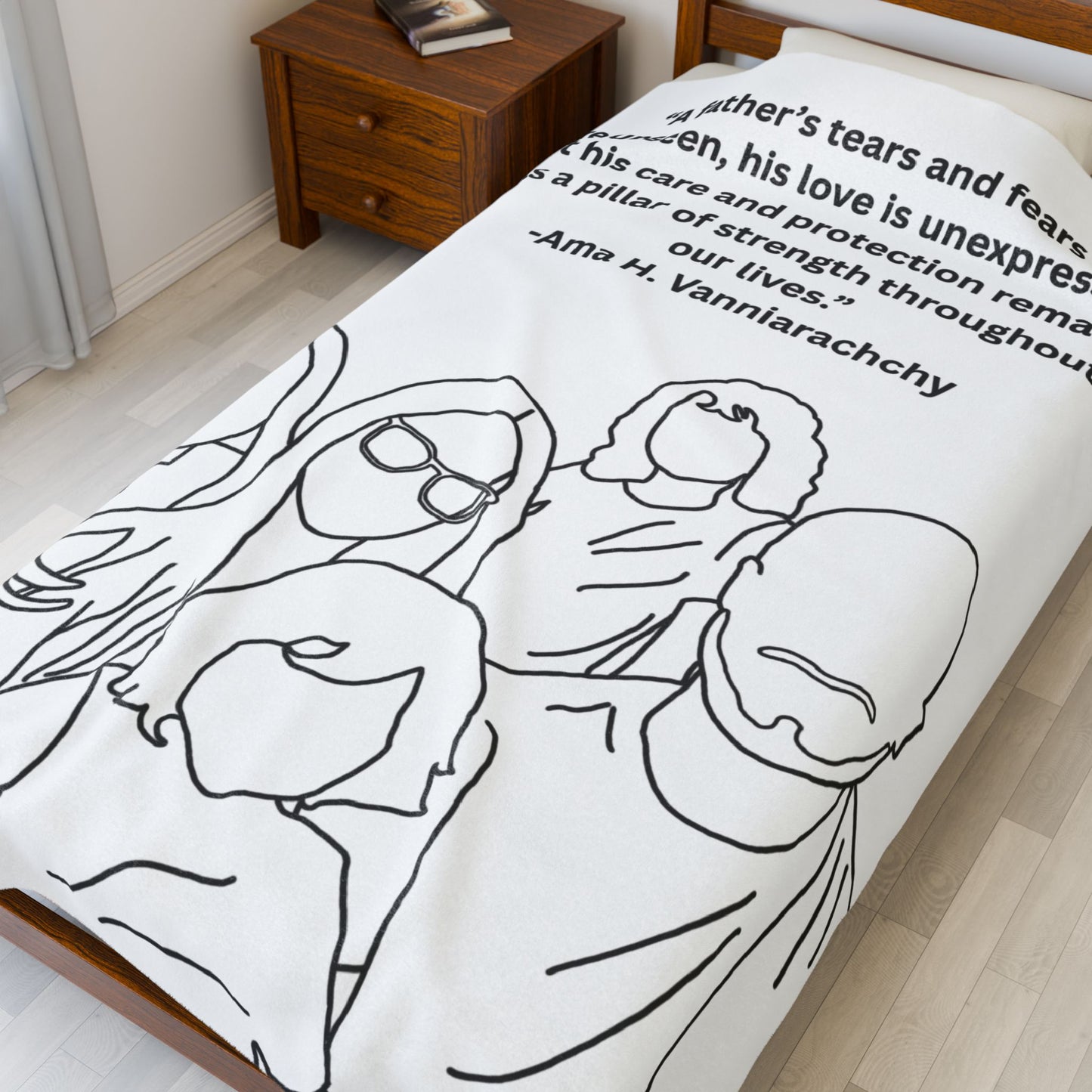 Custom Family Drawing Velveteen Plush Blanket