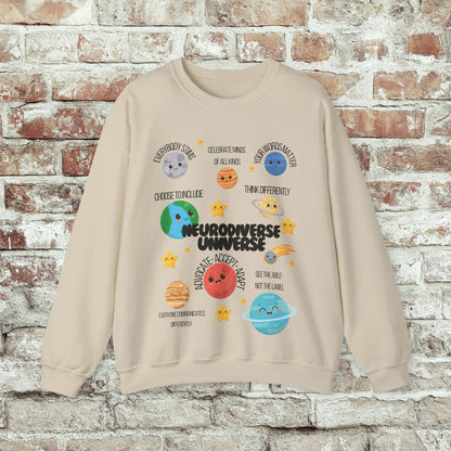 Neurodiverse Universe Crewneck Sweatshirt, Autism Acceptance Shirt, Mental Health Awareness, Choose to Include Tee Gift For Him or Her