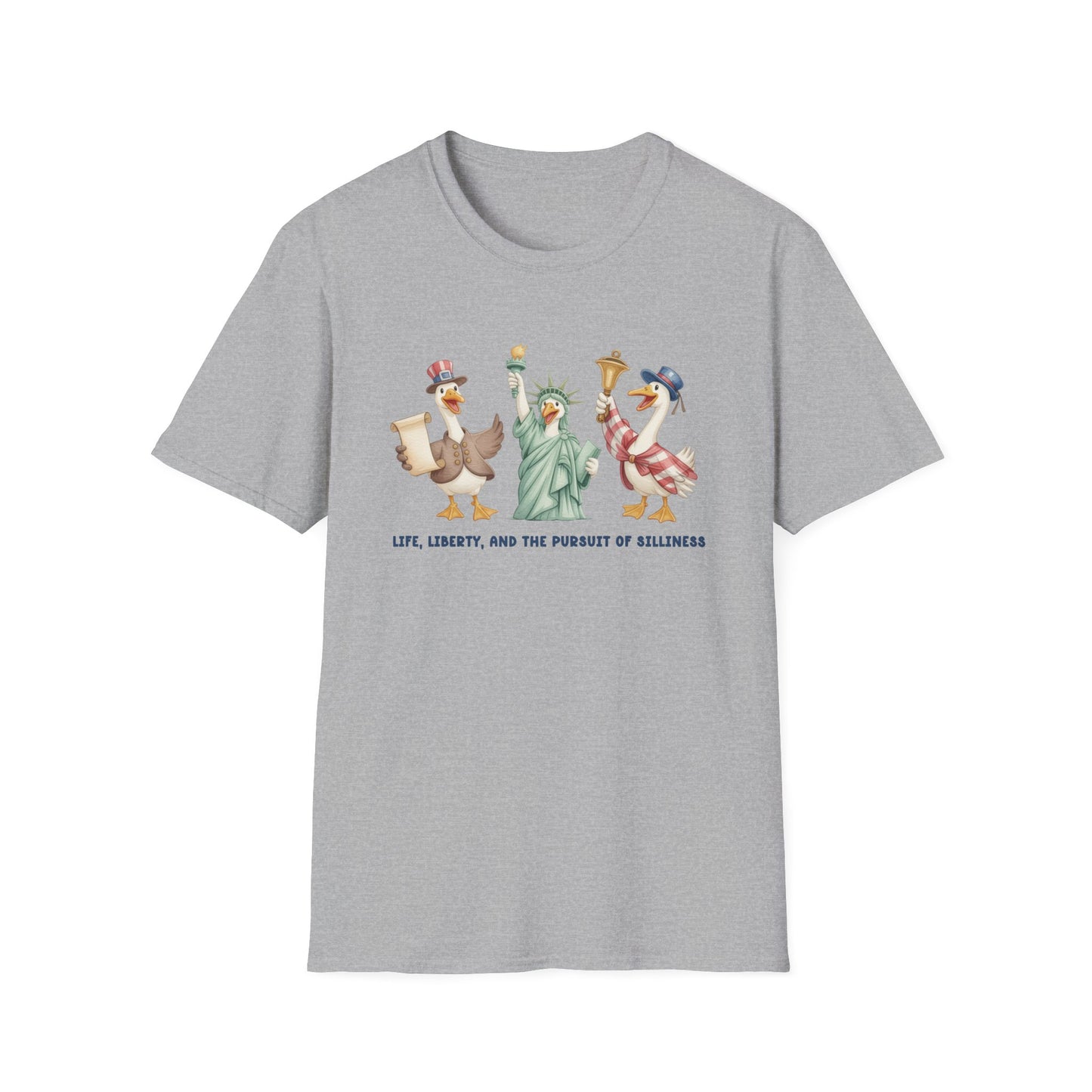 Liberty Ducks Patriotic T-Shirt — 'Life, Liberty & the Pursuit of Silliness' Cartoon Tee
