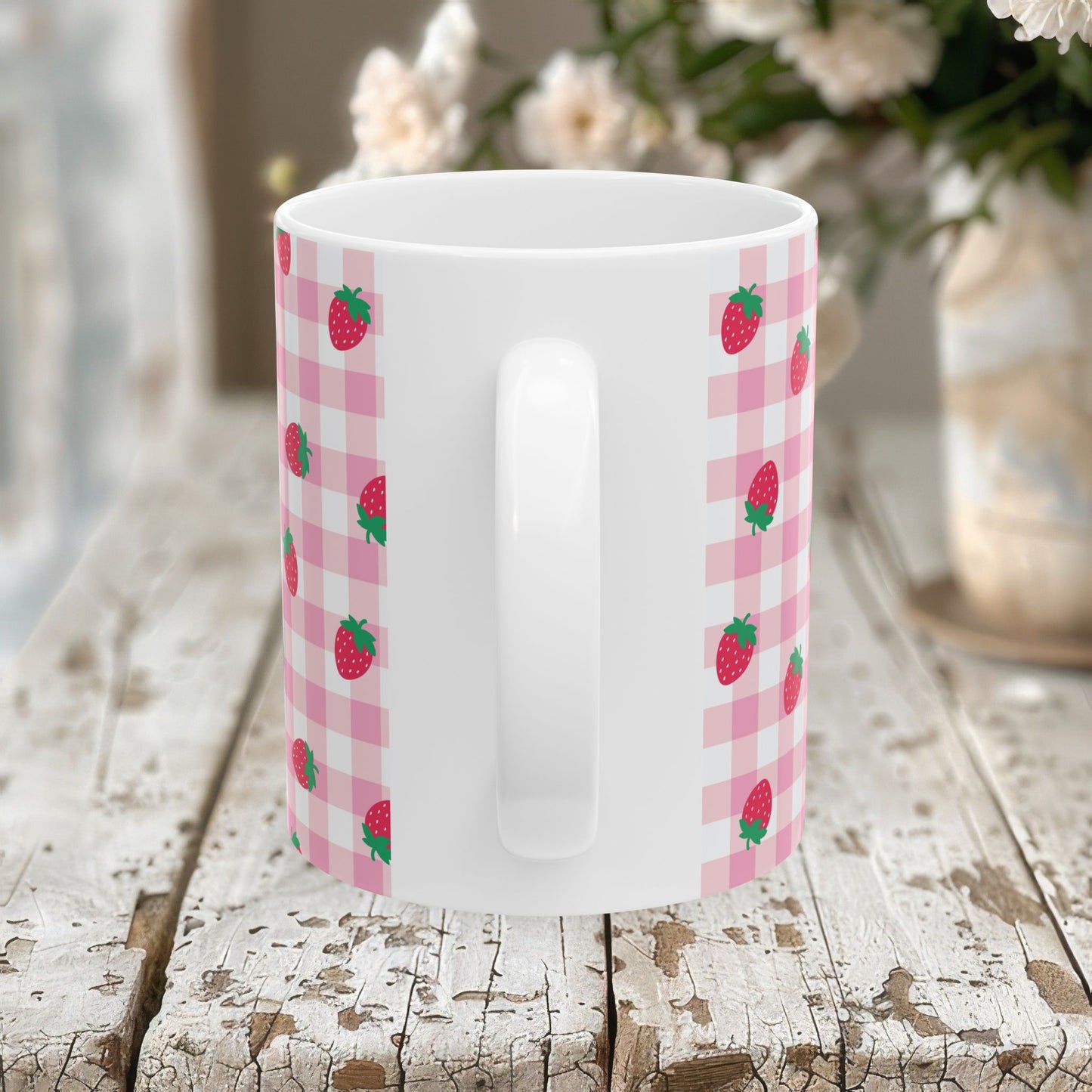 Whimsical Strawberry Ceramic Mug