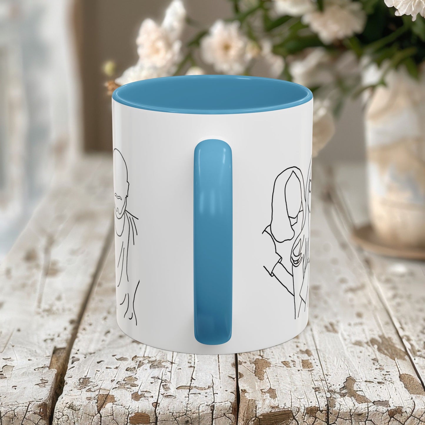 Personalized Family Portrait Mug, Custom Hand-Drawn Outline from Your Photo