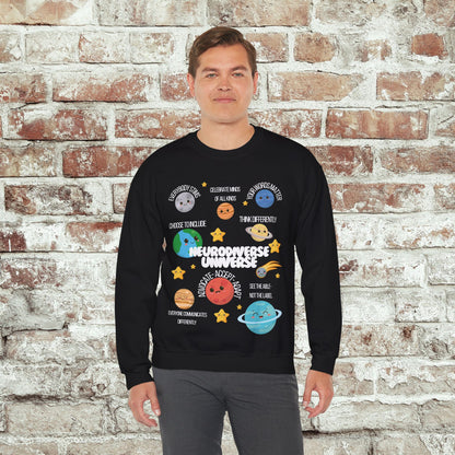 Neurodiverse Universe Crewneck Sweatshirt, Autism Acceptance Shirt, Mental Health Awareness, Choose to Include Tee Gift For Him or Her