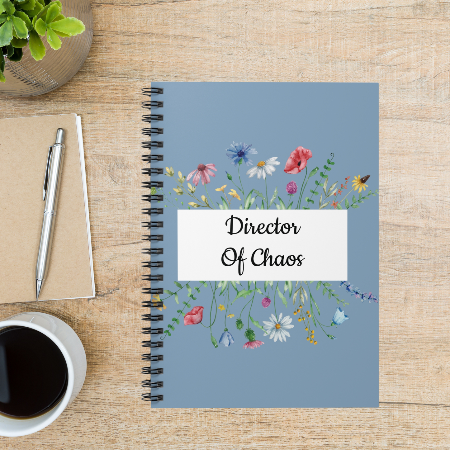 Personalizable Floral Spiral Notebook- 6" x 8"