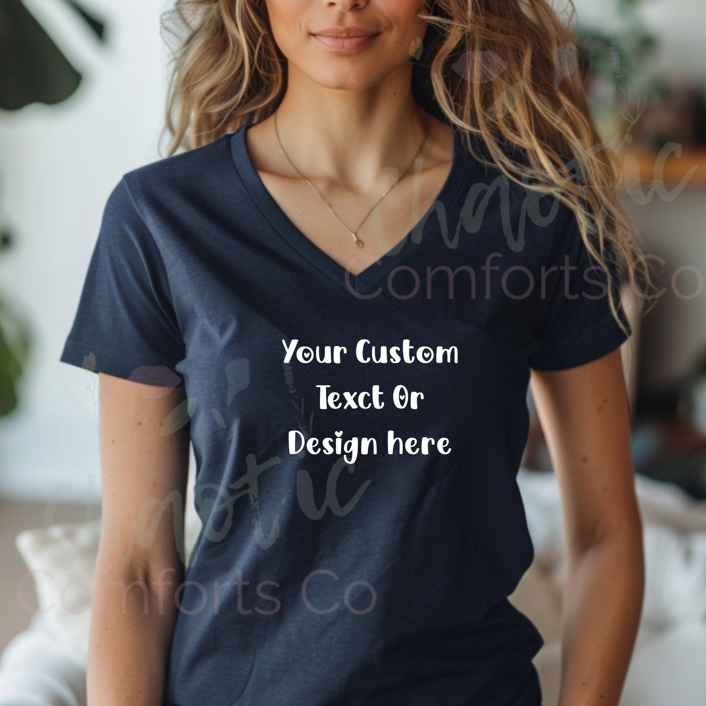Custom Text Bella + Canvas V Neck Soft Style Tee- My Mama's Favorite