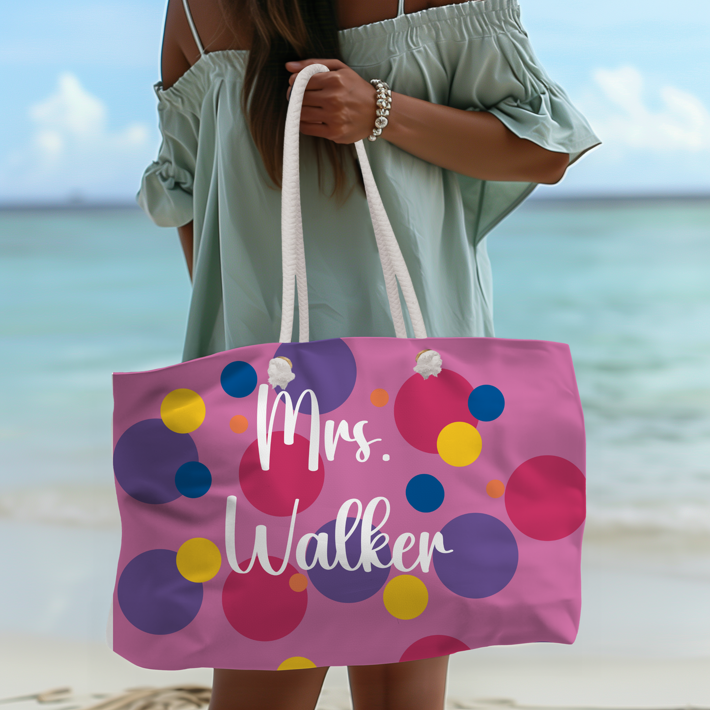 Personalized Polka Dot Weekender Bag