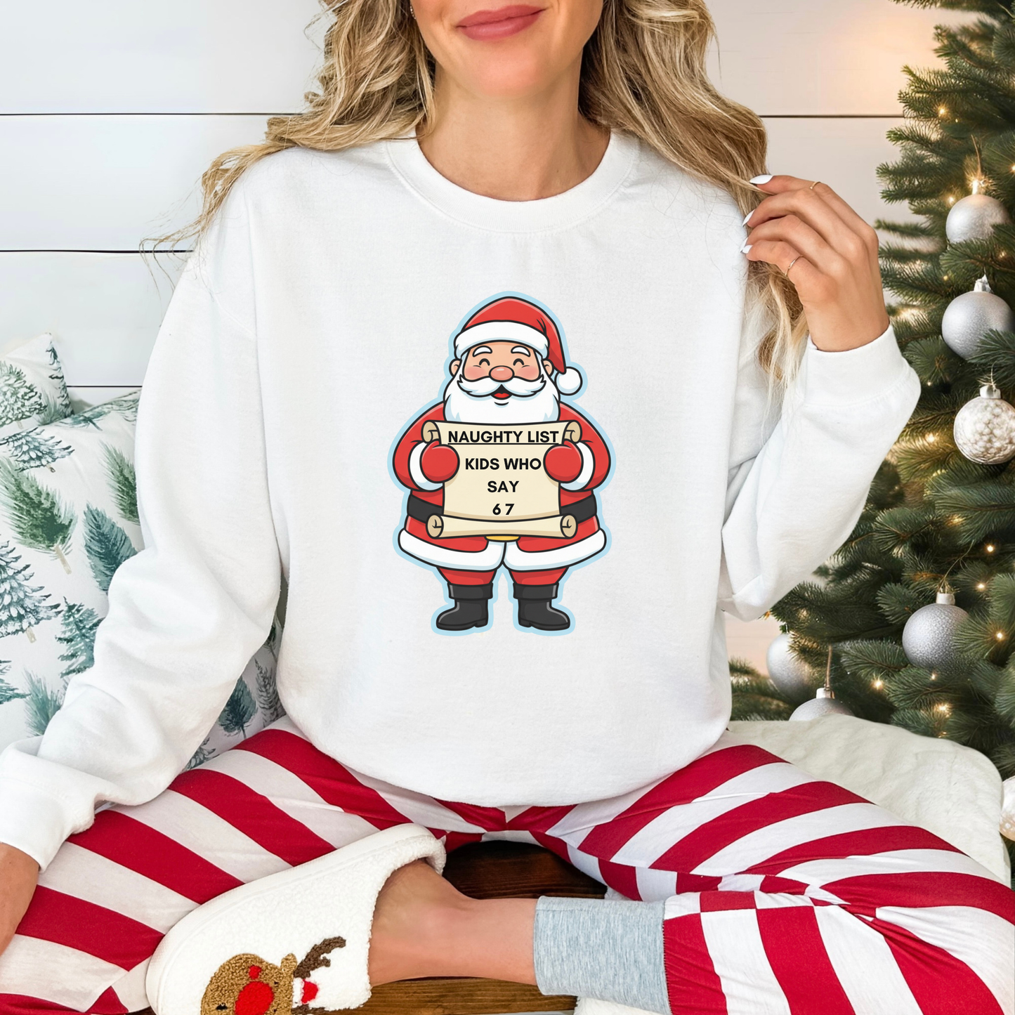 Santa 6-7 Sweatshirt – “Naughty List” Funny Christmas Crewneck