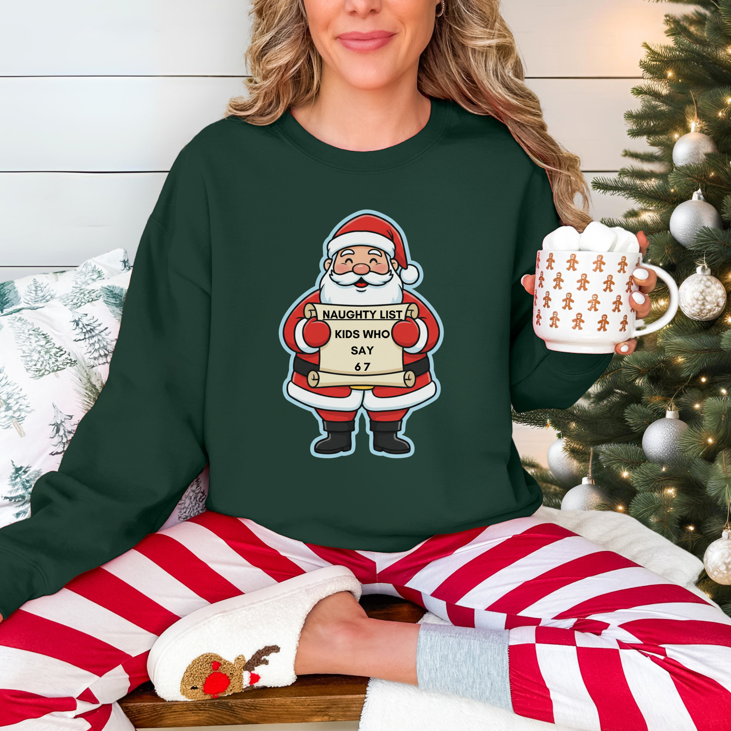 Santa 6-7 Sweatshirt – “Naughty List” Funny Christmas Crewneck