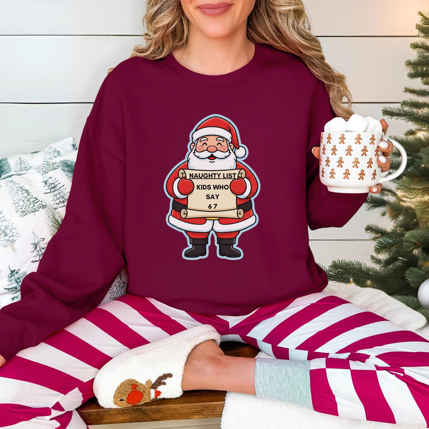 Santa 6-7 Sweatshirt – “Naughty List” Funny Christmas Crewneck