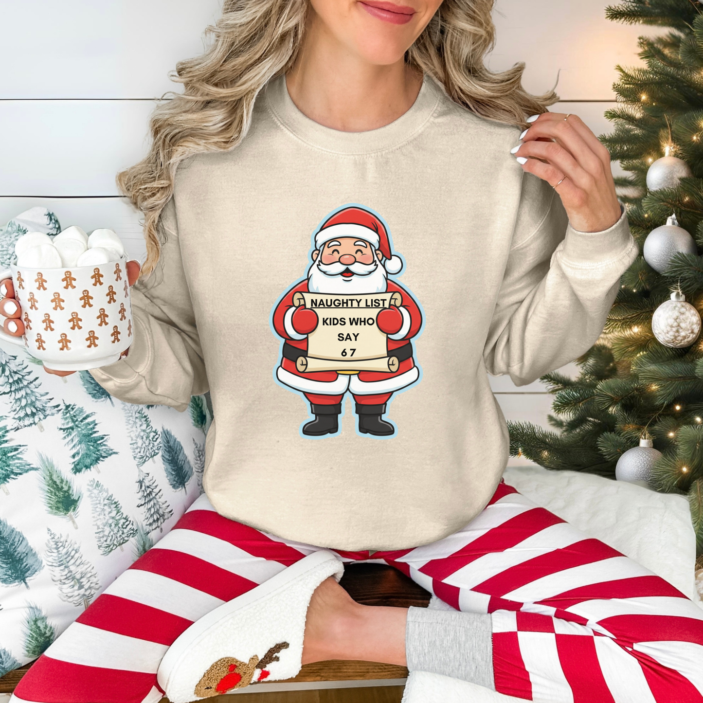 Santa 6-7 Sweatshirt – “Naughty List” Funny Christmas Crewneck