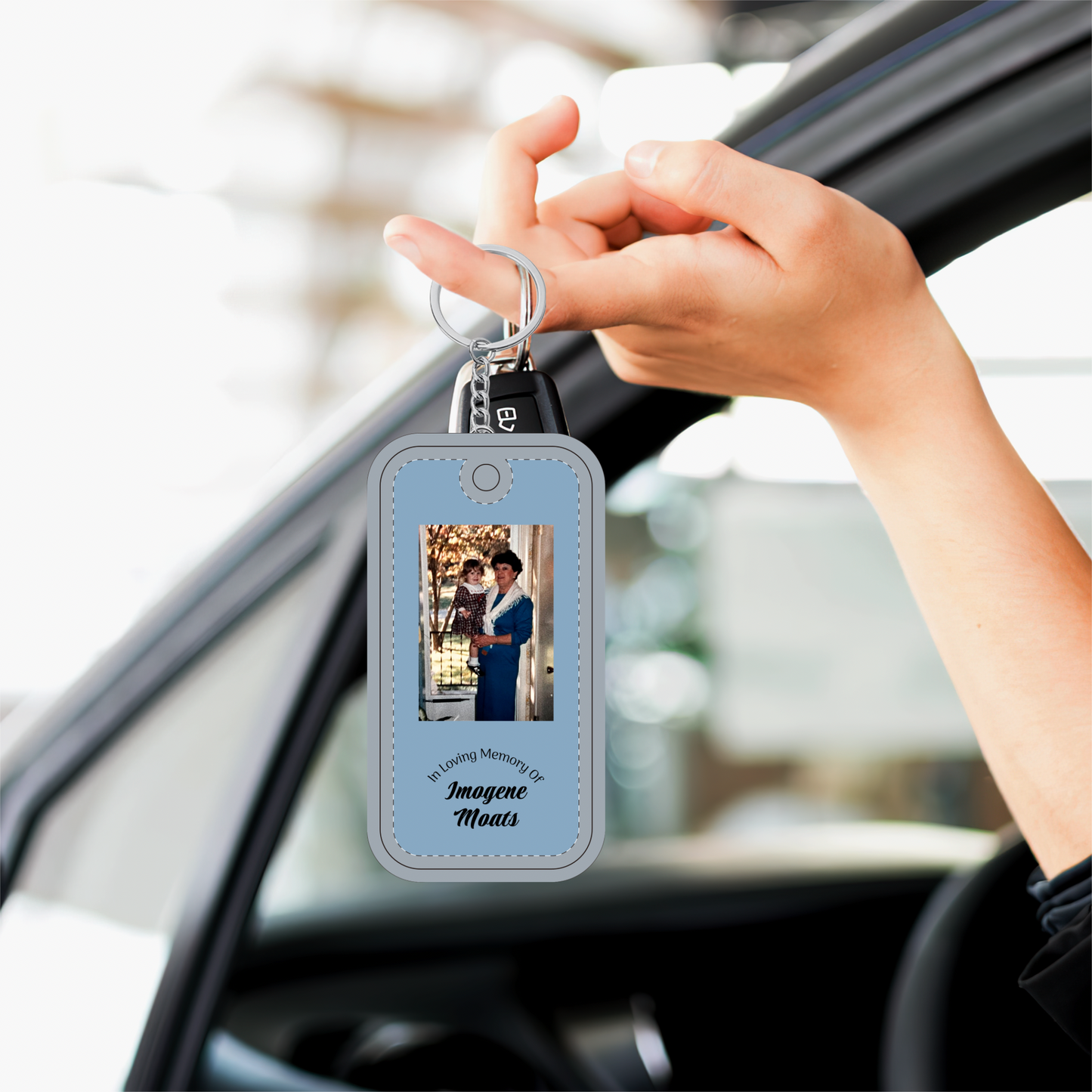 In Loving Memory Photo Keychain | Double-Sided Memorial QR Code