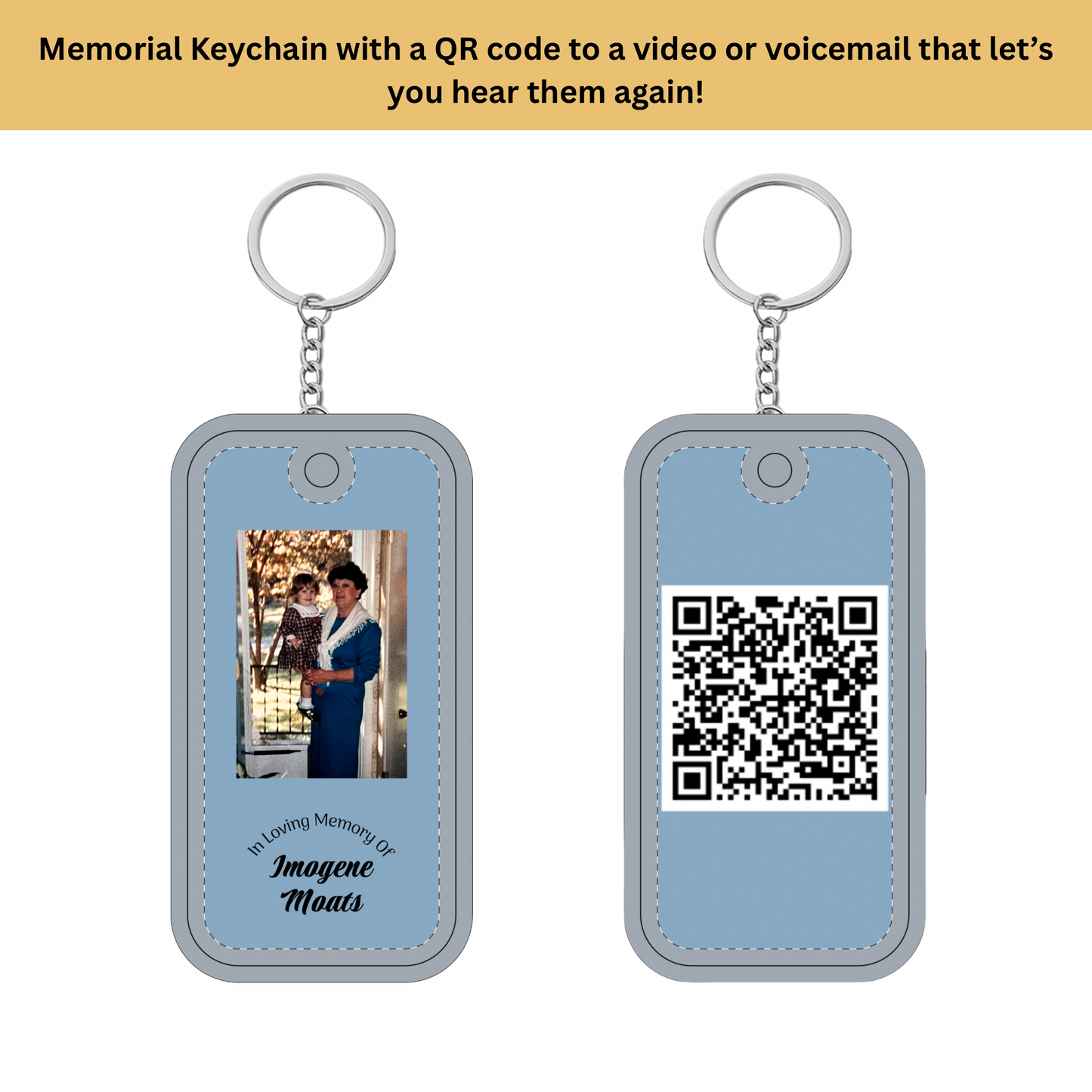 In Loving Memory Photo Keychain | Double-Sided Memorial QR Code
