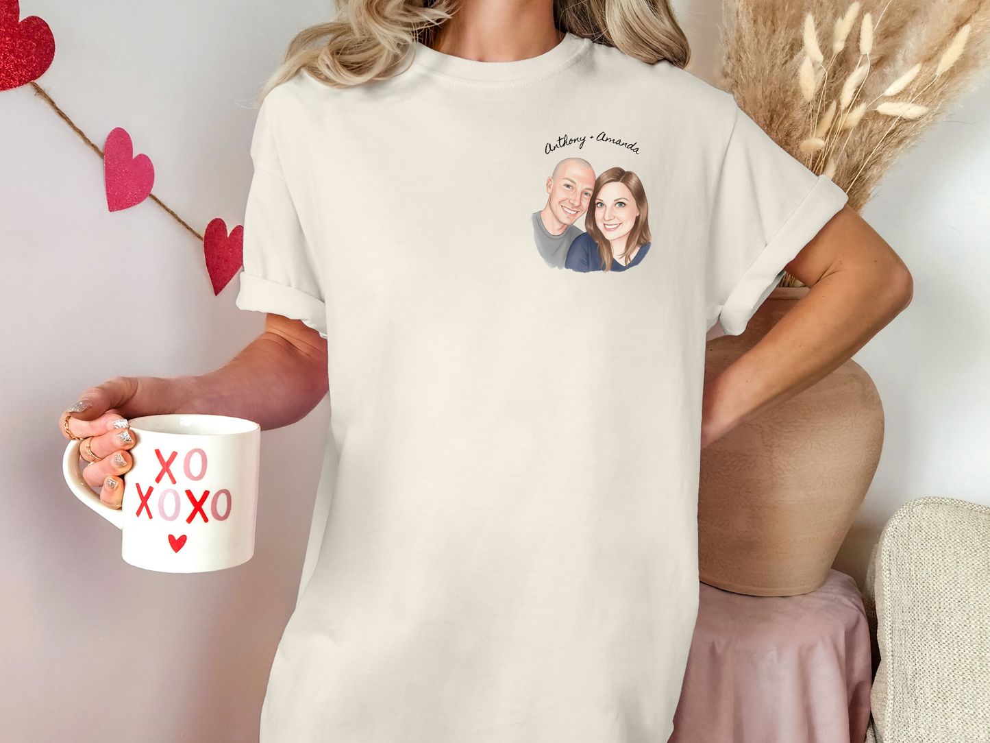 Photo Pocket Tee — Personalized Couple Portrait T‑Shirt