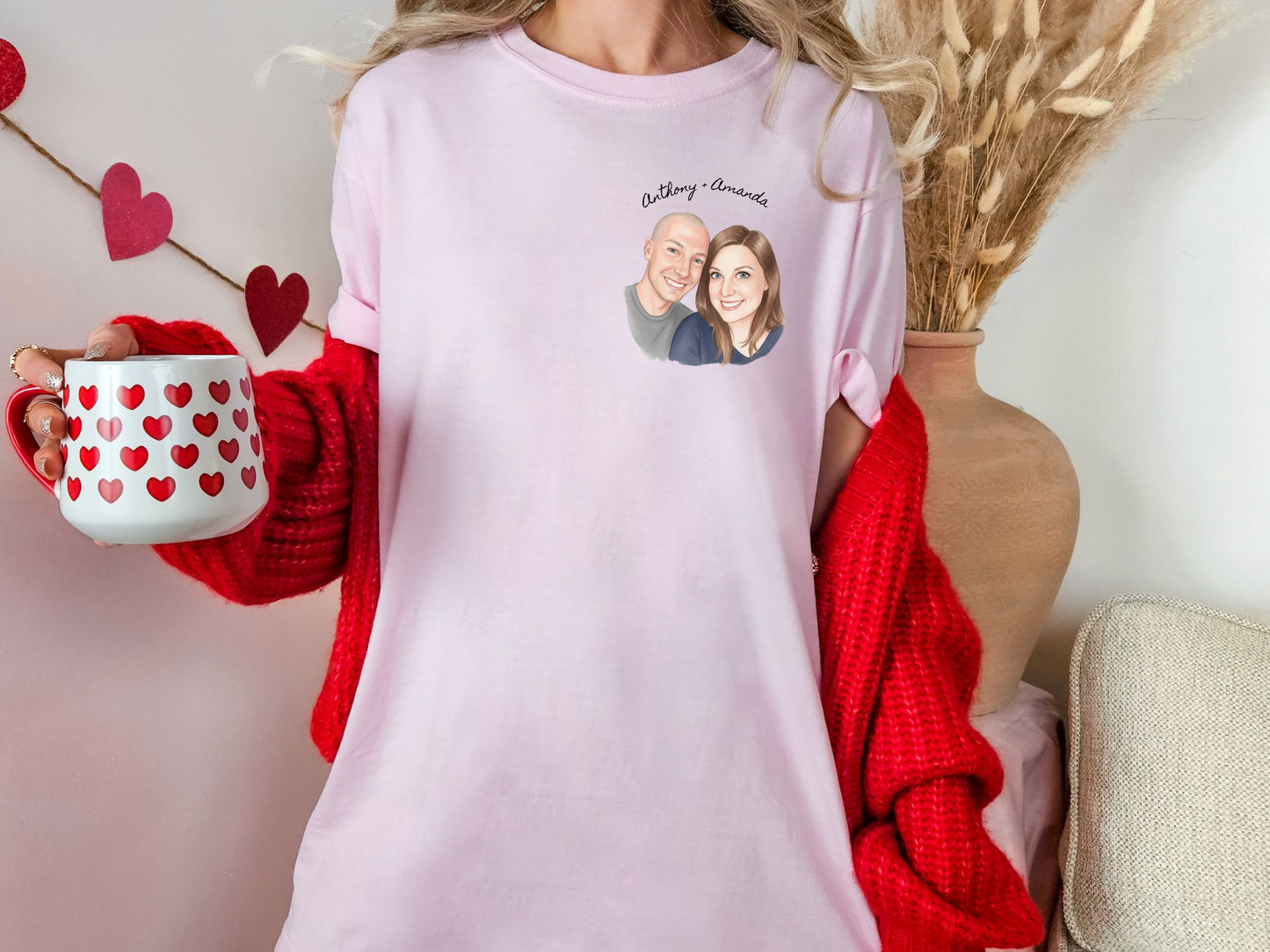 Photo Pocket Tee — Personalized Couple Portrait T‑Shirt