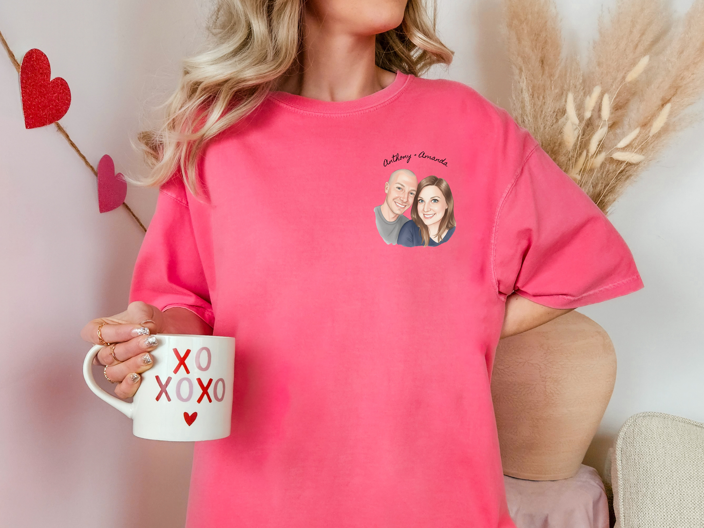 Photo Pocket Tee — Personalized Couple Portrait T‑Shirt