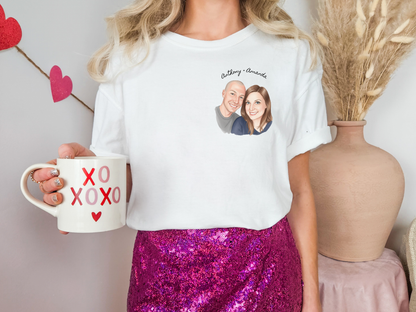 Photo Pocket Tee — Personalized Couple Portrait T‑Shirt