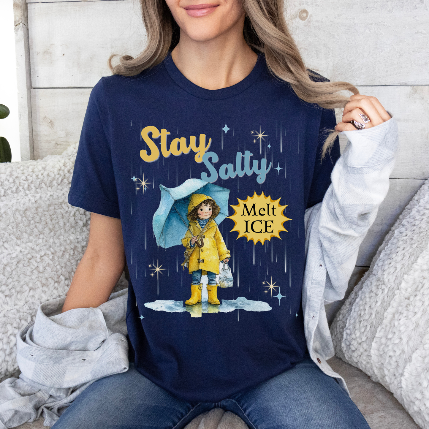 Stay Salty Melt Ice T-Shirt — Vintage Raincoat Kid Graphic Tee