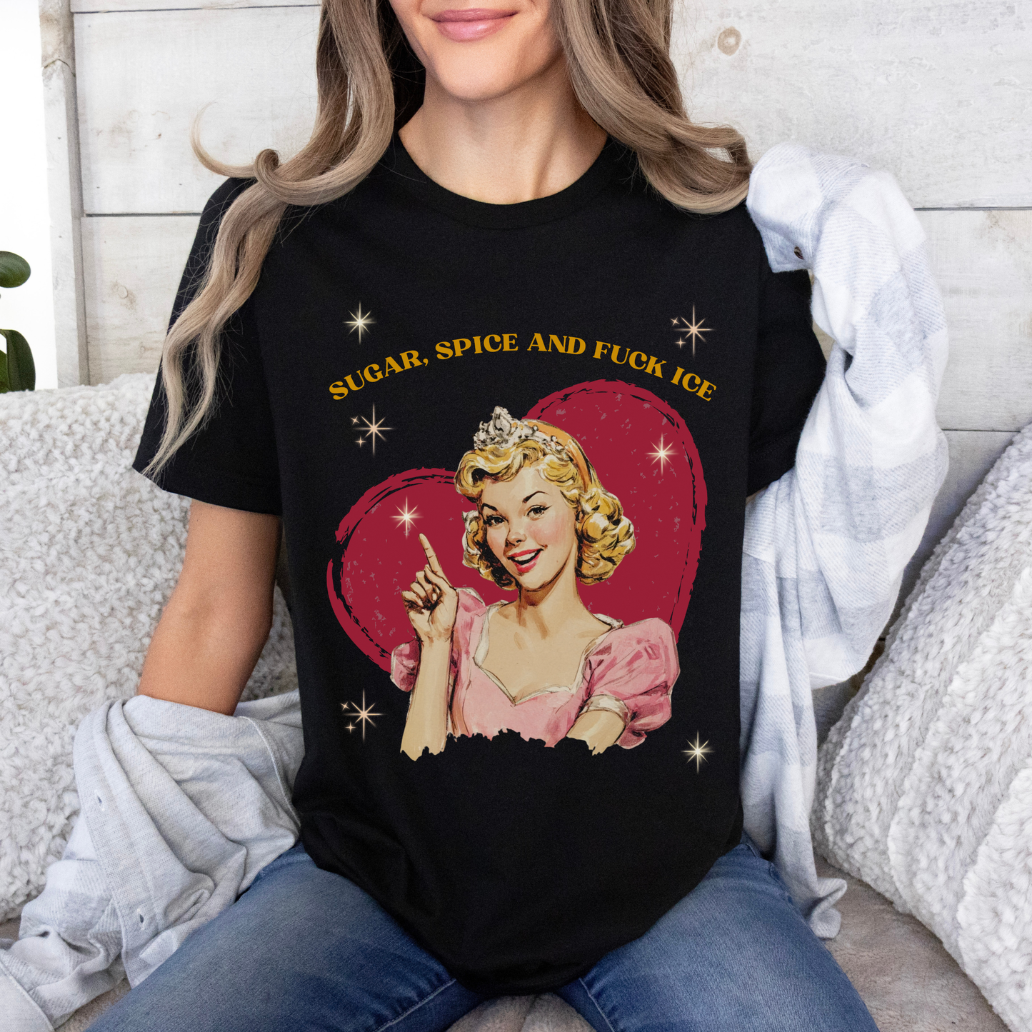 "Sugar, Spice and F* ICE" Vintage Pin-Up Heart Shirt