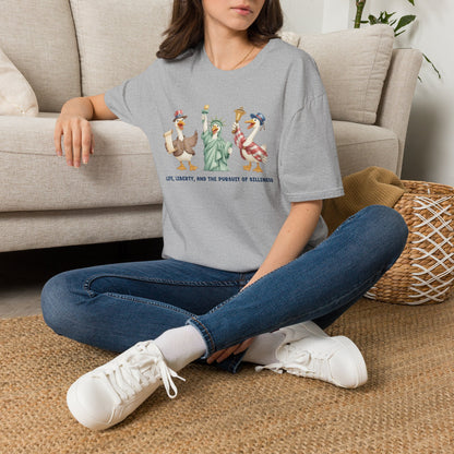 Liberty Ducks Patriotic T-Shirt — 'Life, Liberty & the Pursuit of Silliness' Cartoon Tee