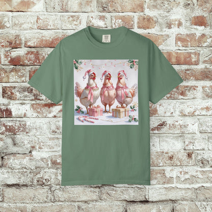Christmas Chickens Coquette Pink Comfort Colors Shirt