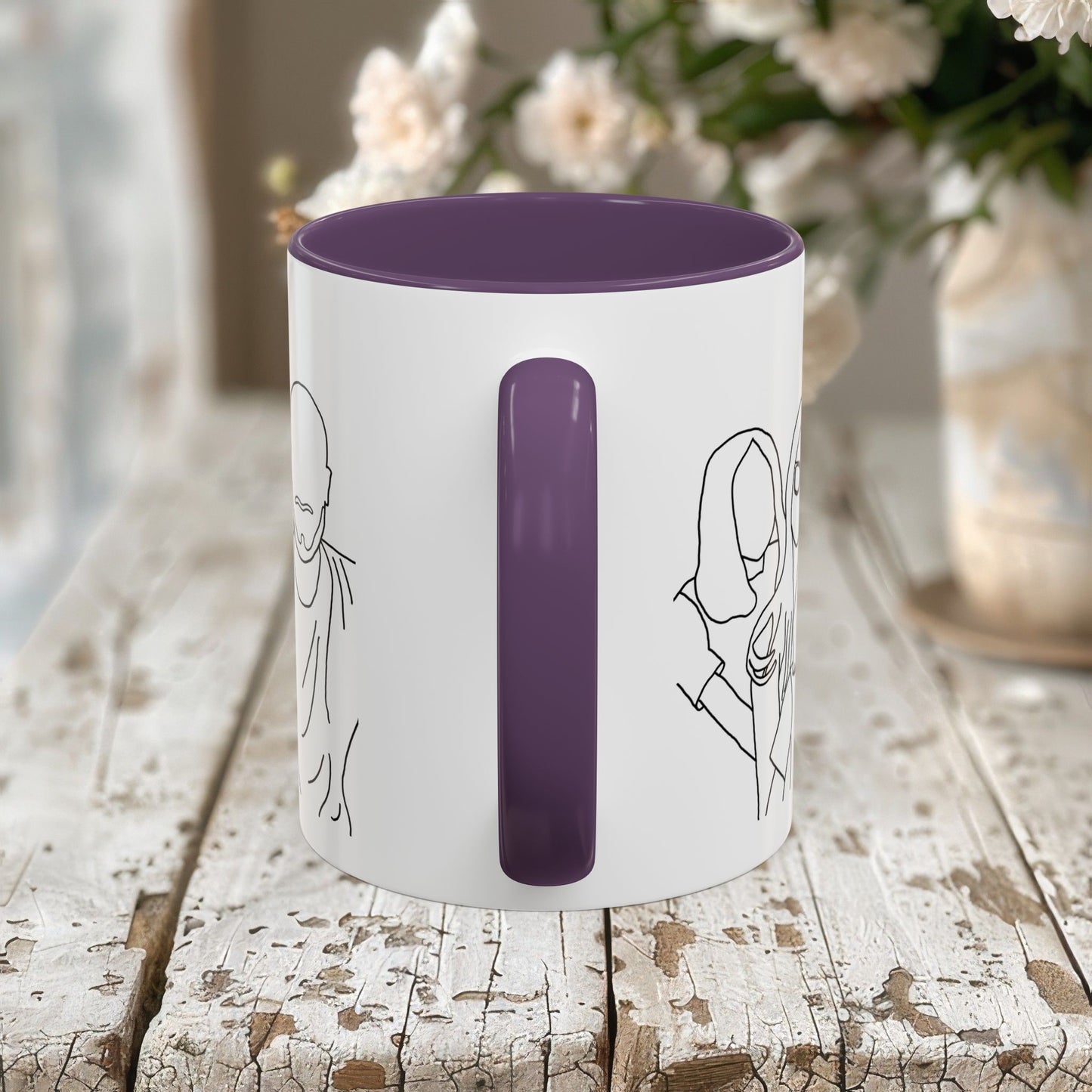 Personalized Family Portrait Mug, Custom Hand-Drawn Outline from Your Photo