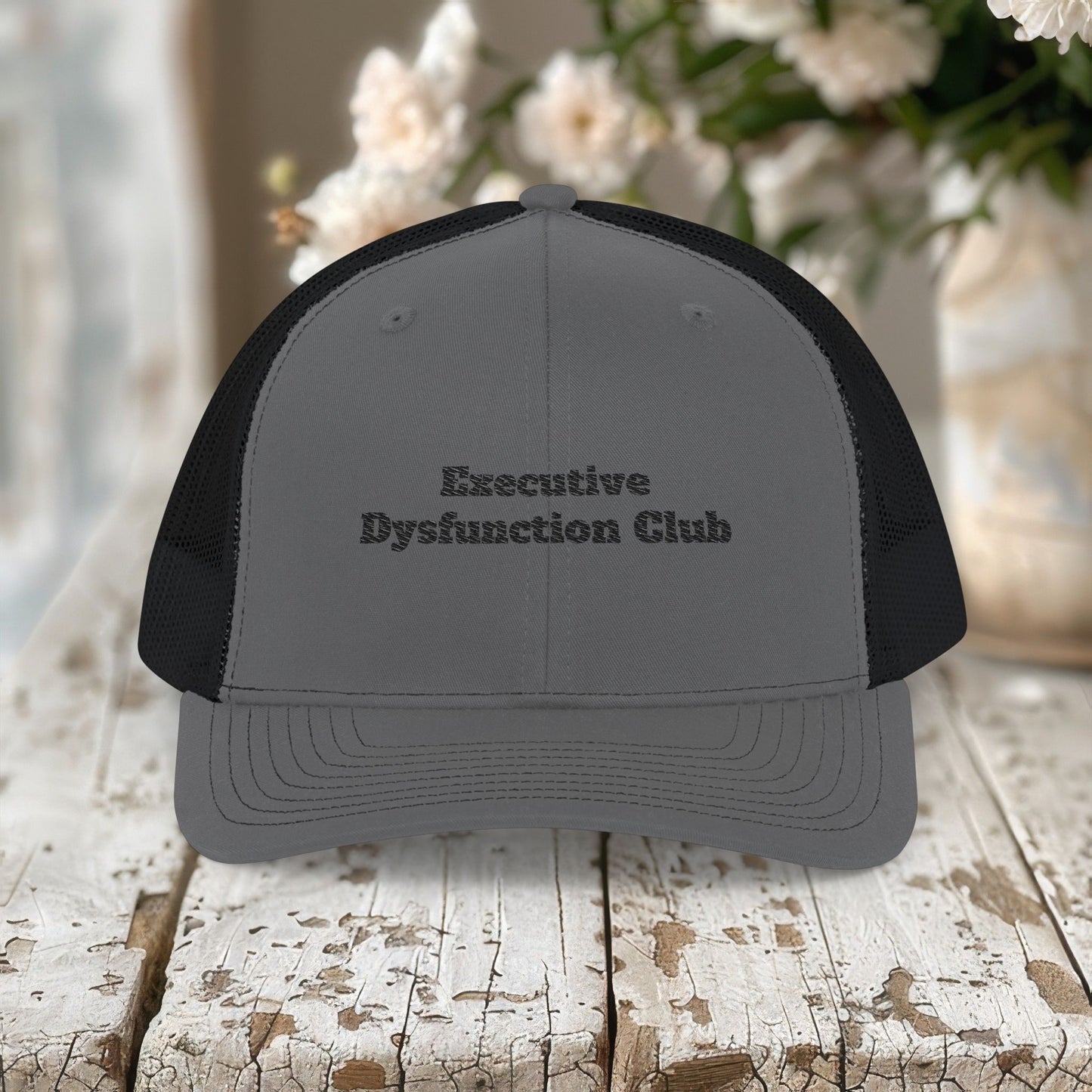 Embroidered Executive Dysfunction Club Richardson Trucker Cap
