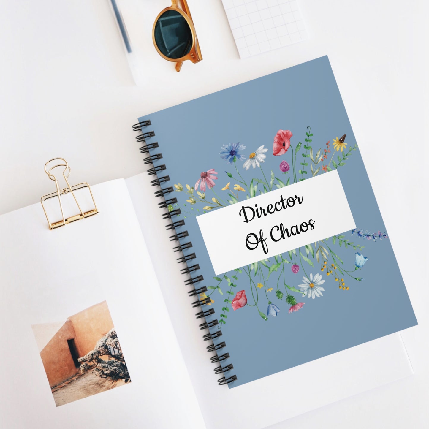 Personalizable Floral Spiral Notebook- 6" x 8"