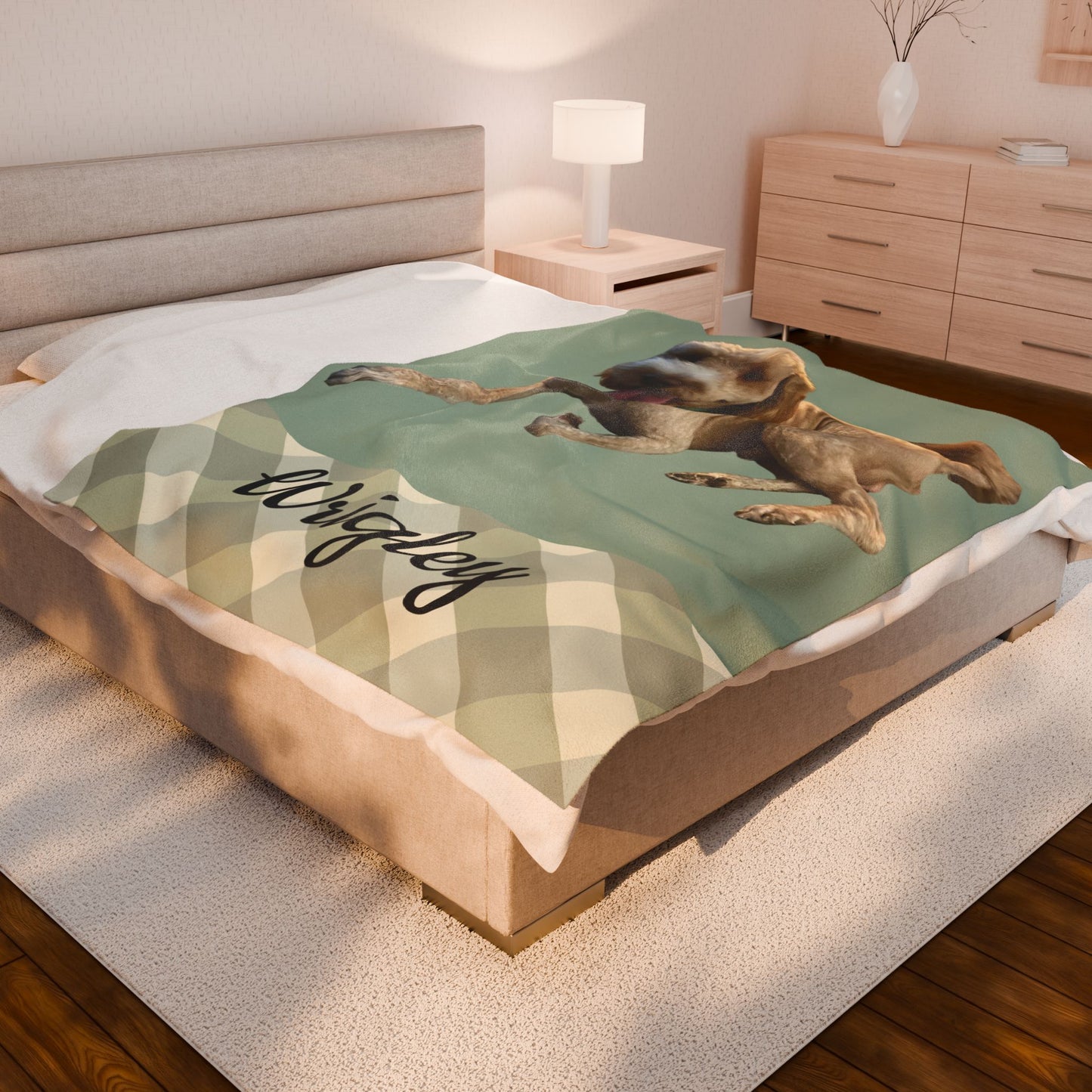 Custom Pet Blanket, Personalized Dog Name Throw Gift for Pet Lovers Dog Mom Dad Cozy Soft Photo Customizable Pet Portrait