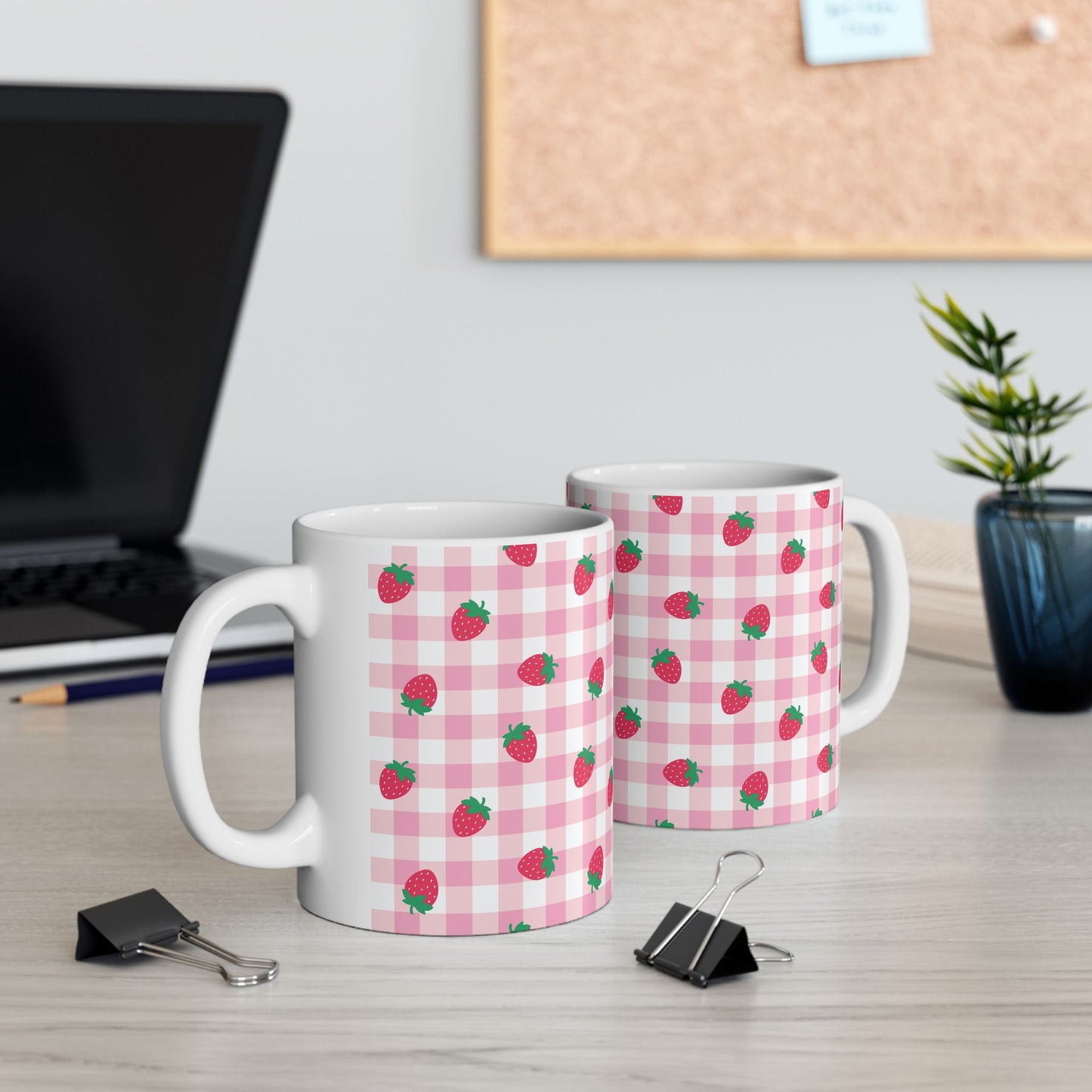 Whimsical Strawberry Ceramic Mug