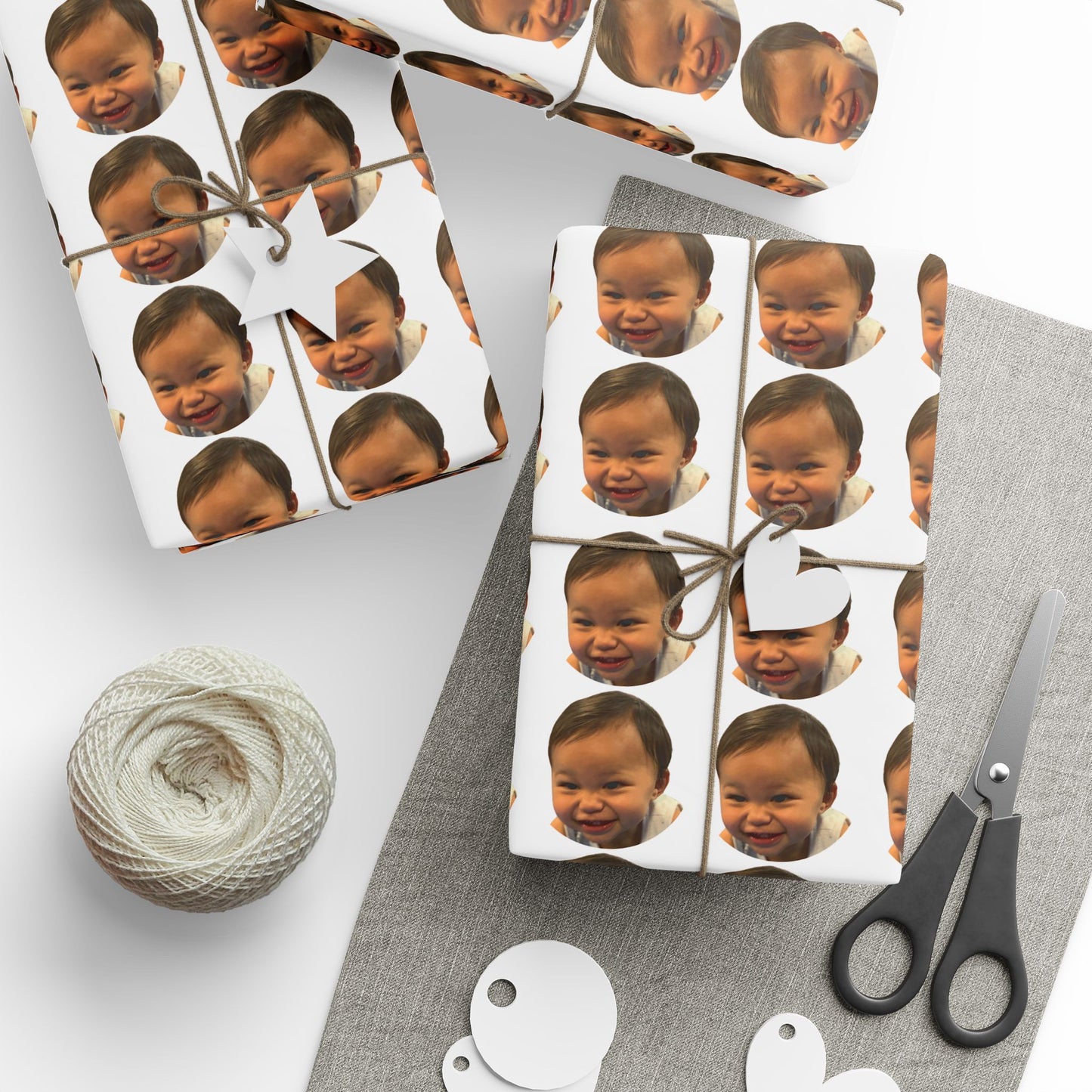 Custom Photo Wrapping Paper with Your Baby Dog Friend or Family