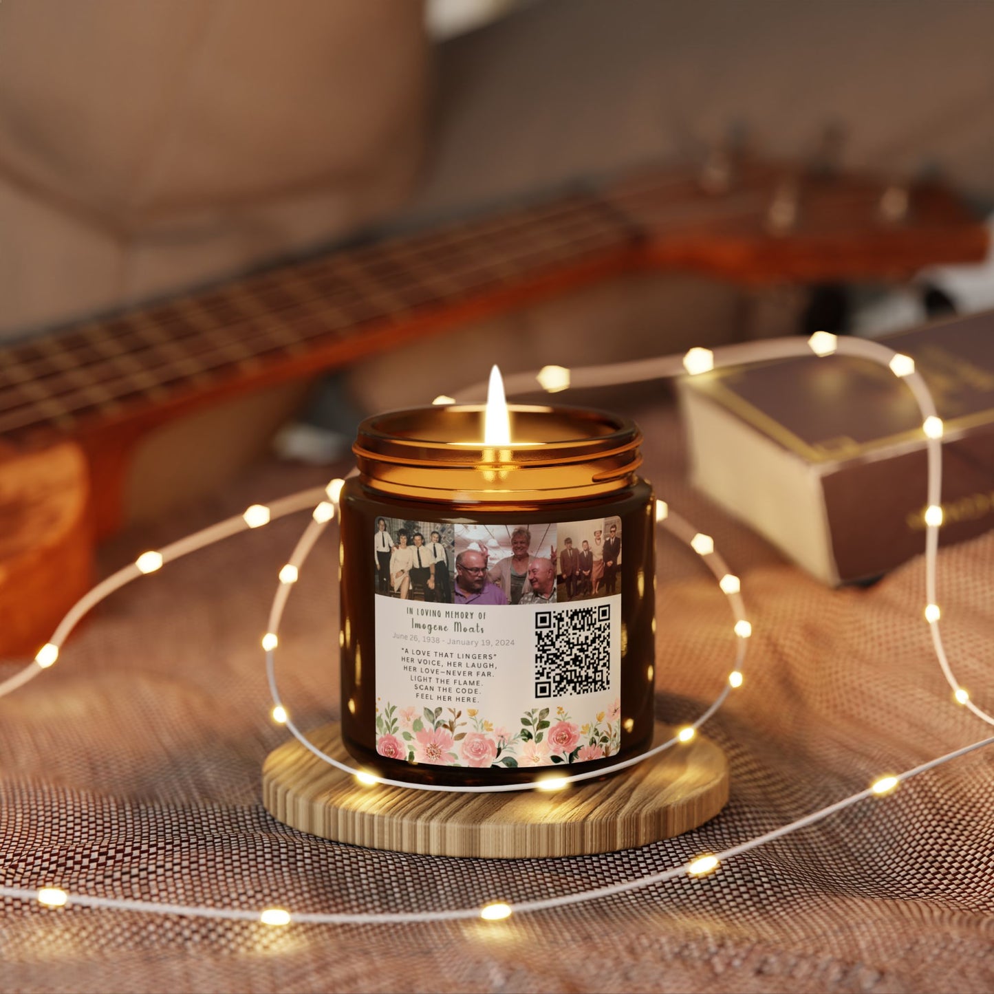 Memorial Soy Candle with Photo & QR Code