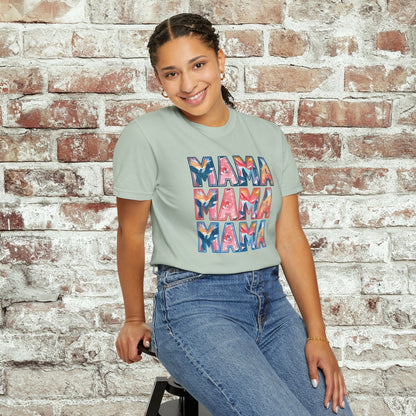 Stacked MAMA Comfort Colors Tee | Bold Retro Mom Shirt, Cute Mom Life Gift, Colorful Graphic Shirt for Moms, Oversized Fit Option, New Mom