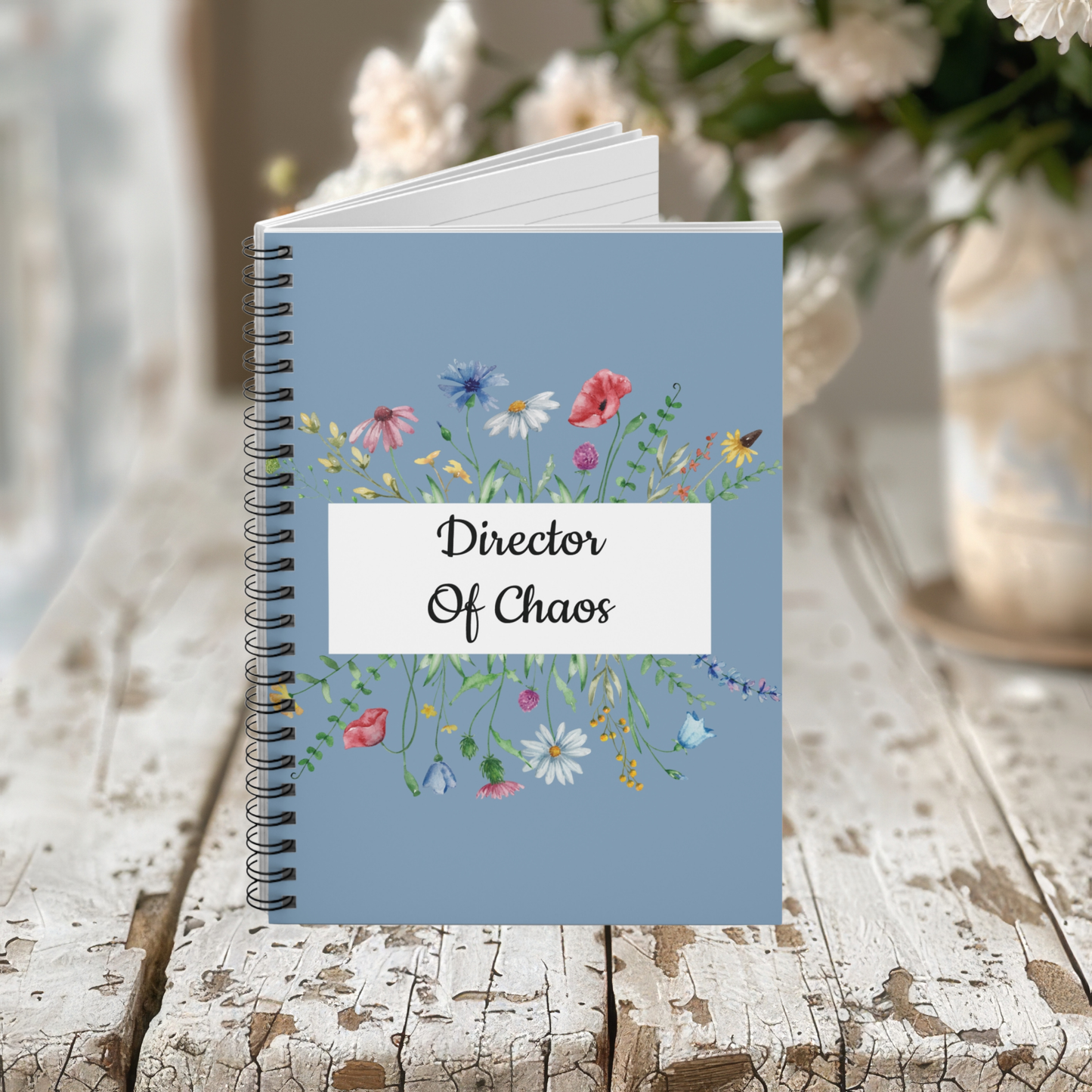 Personalizable Floral Spiral Notebook- 6" x 8"