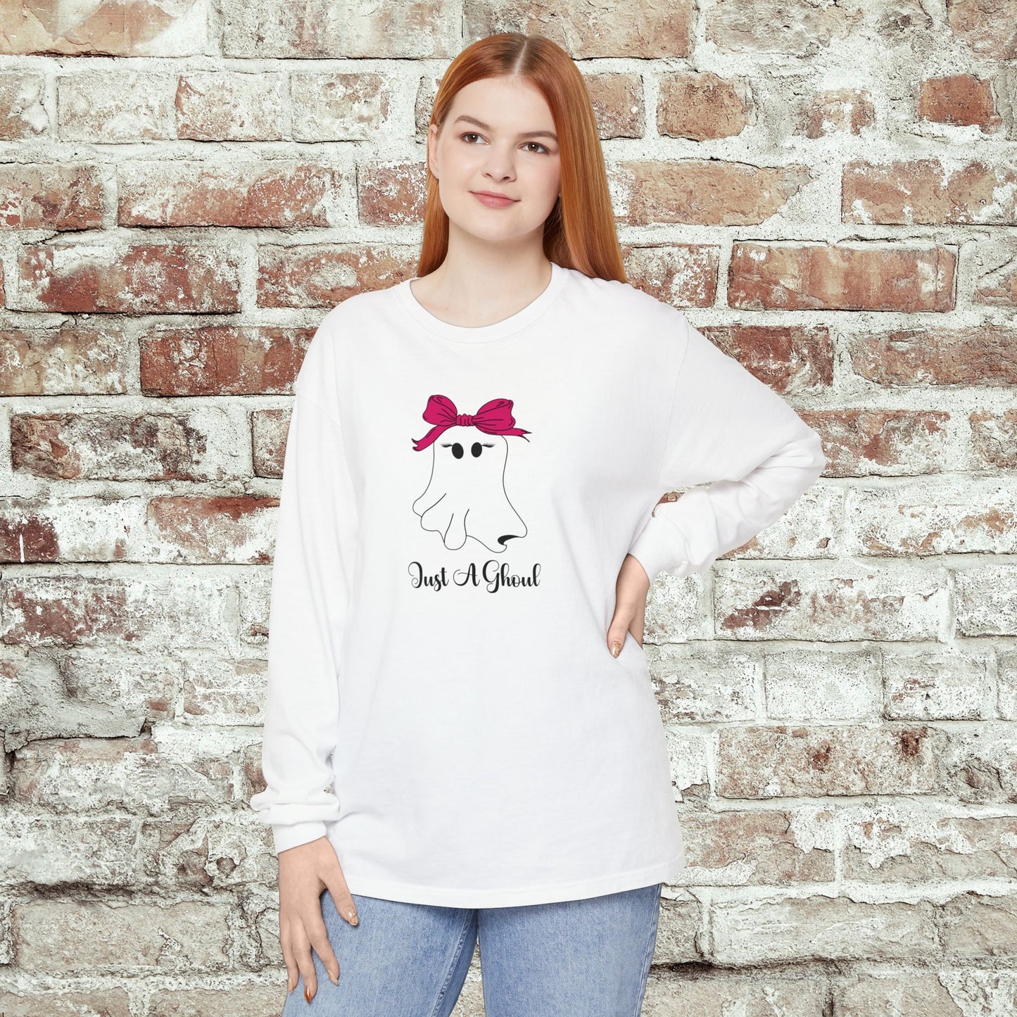 Just A Ghoul Long Sleeve Comfort Colors Shirt