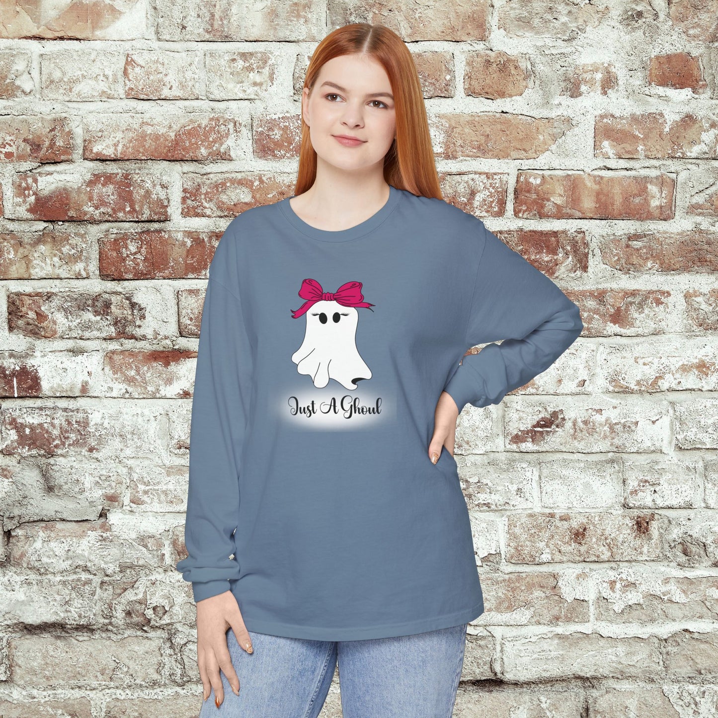 Just A Ghoul Long Sleeve Comfort Colors Shirt