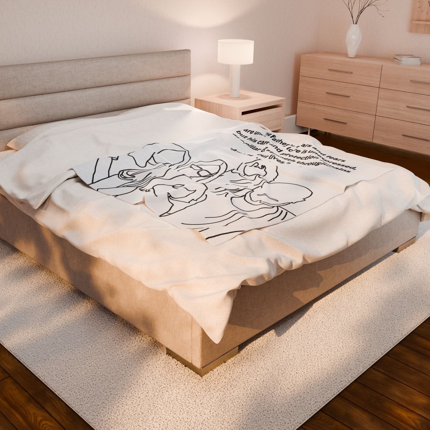 Custom Family Drawing Velveteen Plush Blanket
